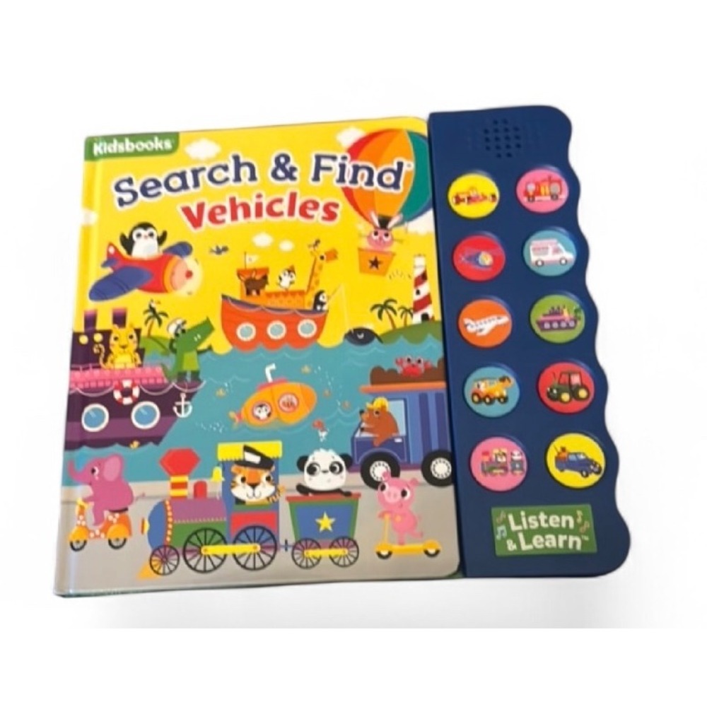 Kidsbooks Search & Find Vehicles Listen & Learn Sound Board Book